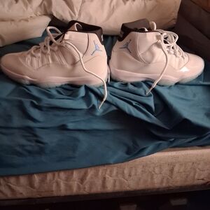 Jordan White and Light Blue Athletic Shoes